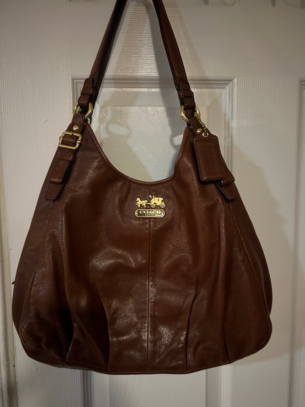Coach Brown Leather Shoulder Hobo with Gold Hardware